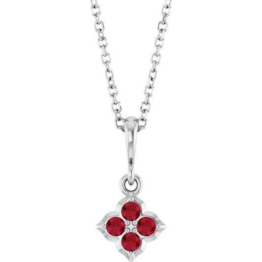 14K Yellow Or White Gold Round 2 Mm 16-18 In Polished Lab-Grown Gem Four Stone Necklace