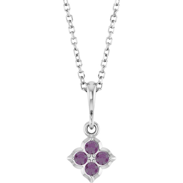 14K Yellow Or White Gold Round 2 Mm 16-18 In Polished Lab-Grown Gem Four Stone Necklace