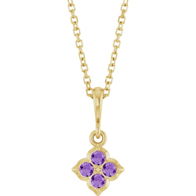 14K Yellow Or White Gold Round 2 Mm 16-18 In Polished Lab-Grown Gem Four Stone Necklace