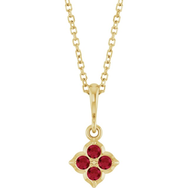 14K Yellow Or White Gold Round 2 Mm 16-18 In Polished Lab-Grown Gem Four Stone Necklace