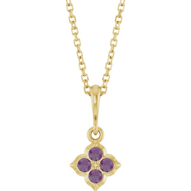 14K Yellow Or White Gold Round 2 Mm 16-18 In Polished Lab-Grown Gem Four Stone Necklace