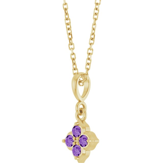 14K Yellow Or White Gold Round 2 Mm 16-18 In Polished Lab-Grown Gem Four Stone Necklace