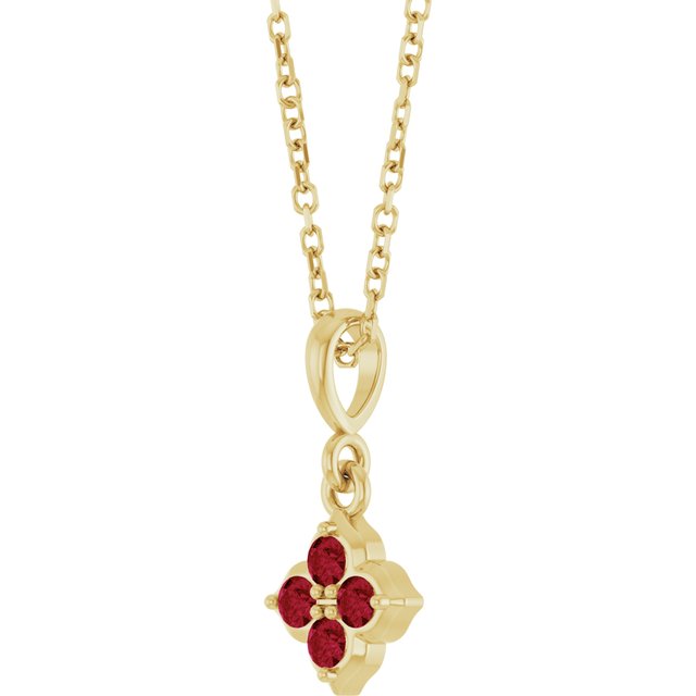 14K Yellow Or White Gold Round 2 Mm 16-18 In Polished Lab-Grown Gem Four Stone Necklace
