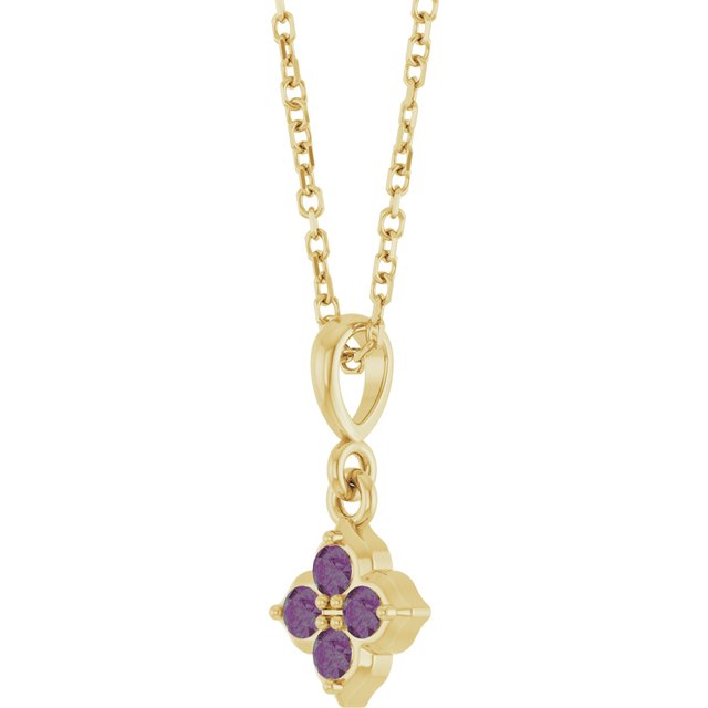 14K Yellow Or White Gold Round 2 Mm 16-18 In Polished Lab-Grown Gem Four Stone Necklace