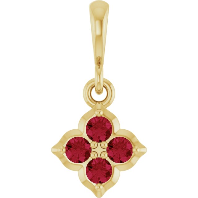 14K Yellow Or White Gold Round 2 Mm Polished Lab-Grown Gem Four Stone Pendant