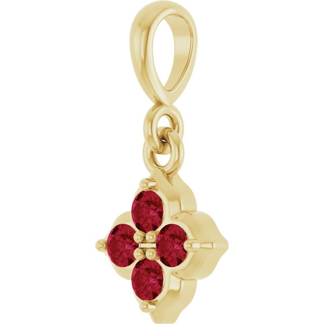 14K Yellow Or White Gold Round 2 Mm Polished Lab-Grown Gem Four Stone Pendant