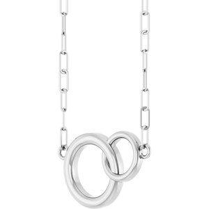 Sterling Silver 15.49 X 9.7 Mm 18 In Polished Double Circle Necklace