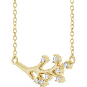 14K Yellow Gold Round G-H I1 1/6 Ctw Natural Diamond Branch Necklace, Length: 18 In