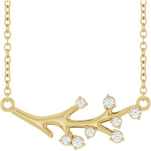 14K Yellow Gold Round G-H I1 1/6 Ctw Natural Diamond Branch Necklace, Length: 18 In