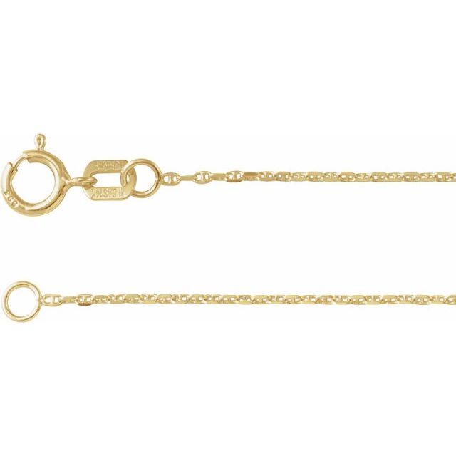 14K Yellow Or White Gold 1 mm Diamond-Cut Anchor 7" Chain
