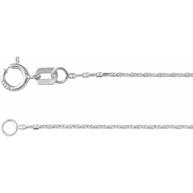 14K Yellow Or White Gold 1 mm Diamond-Cut Anchor 7" Chain