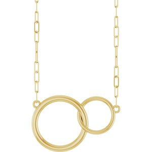14K Yellow Gold 21.1 X 13.5 Mm 18 In Polished Double Circle Necklace