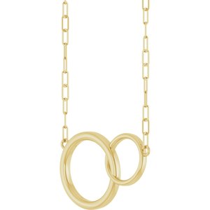 14K Yellow Gold 21.1 X 13.5 Mm 18 In Polished Double Circle Necklace