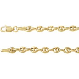 14K Yellow Gold Puffed Anchor Chain, Length: 18 In, Width: 3.8 Mm