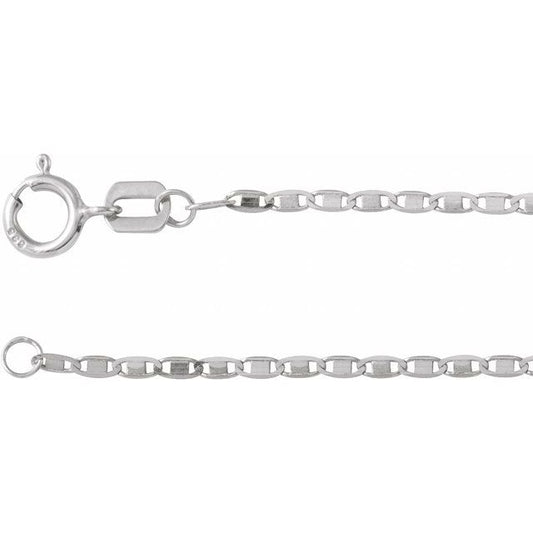 14K White Gold Mirror 1.3 Mm 24 In Spring Ring Polished Mirror Chain