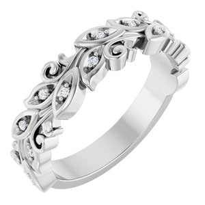 14K White Gold Lab-Grown Diamond Round 1 Mm Polished .05 Ctw Lab-Grown Diamond Floral Band Size 7