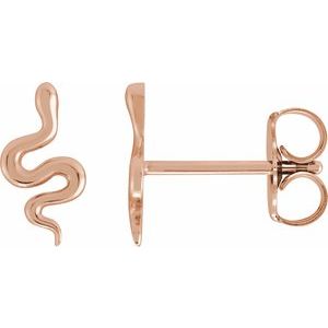 14K Rose Gold 9 X 4.6 Mm Left Friction Back Included Polished Snake Earring