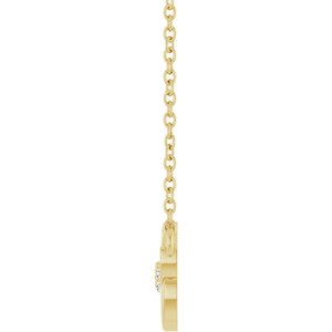 14K Yellow Gold Round 1.2Mm G-H I1 1.2Mm Round Natural Diamond Leaf Necklace, Length: 16 In