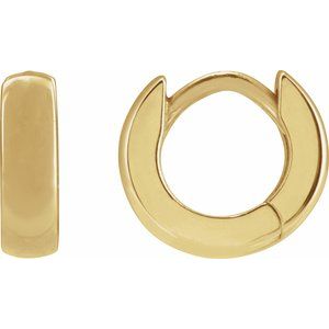 14K Yellow Or White Gold Or Sterling Silver Each Hinged Polished Huggie Hoop Earring, Length: 8 Mm, Thickness: 2.3 Mm