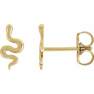 14K Yellow Gold 9 X 4.6 Mm Pair Friction Backs Polished Snake Earrings