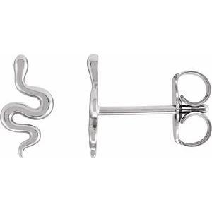 Sterling Silver 9 X 4.6 Mm Pair Friction Backs Included Polished Snake Earrings