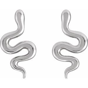 Sterling Silver 9 X 4.6 Mm Pair Friction Backs Included Polished Snake Earrings