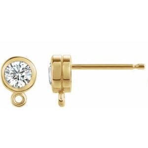 14K Yellow Gold Round 3.75Mm :: 1/5 Ct Si1-Si2, G-H 1/5 Ct Lab-Grown Diamond Bezel-set Friction Back Earring Top