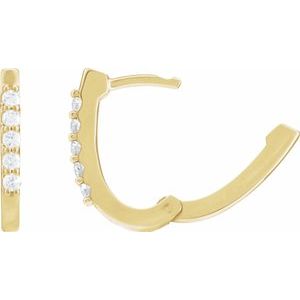 14K Yellow Gold 15.1 X 12 Mm 1.9 Mm Natural Diamond Round 1.7Mm None Hinged Polished 1/6 Ctw Natural Diamond Elongated Hoop Earrings