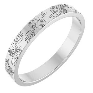 14k Yellow Or White Or Rose Gold Floral Flat Band