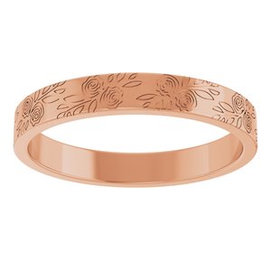 14k Yellow Or White Or Rose Gold Floral Flat Band