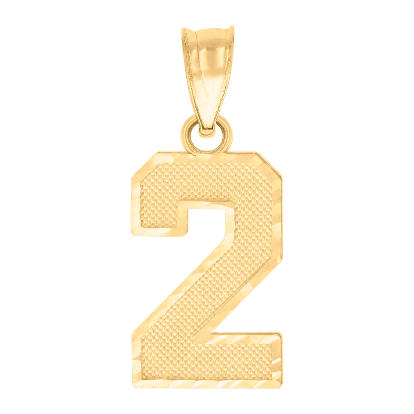 10K Yellow Gold Unisex Initial Number Charm Pendant