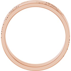 14k Yellow Or White Or Rose Gold Floral Flat Band