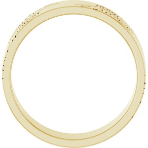 14k Yellow Or White Or Rose Gold Floral Flat Band