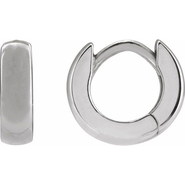 14K Yellow Or White Gold Or Sterling Silver Or Platinum Pair Hinged Polished Huggie Hoop Earrings
