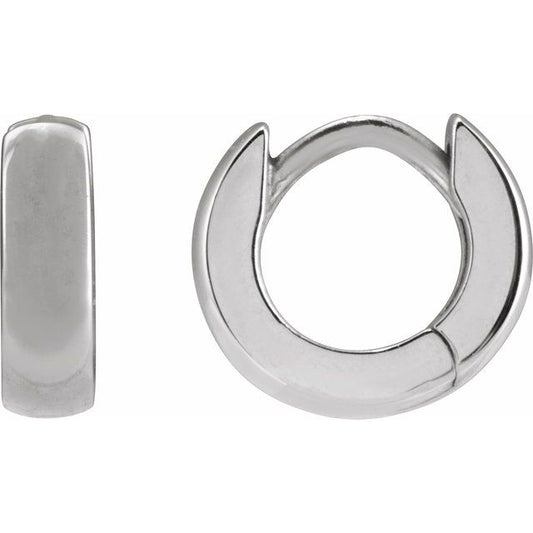 14K Yellow Or White Gold Or Sterling Silver Or Platinum Pair Hinged Polished Huggie Hoop Earrings