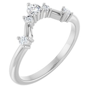 14K White Gold Round 3 Mm Polished 1/5 Ctw Natural Diamond Anniversary Band Size 7