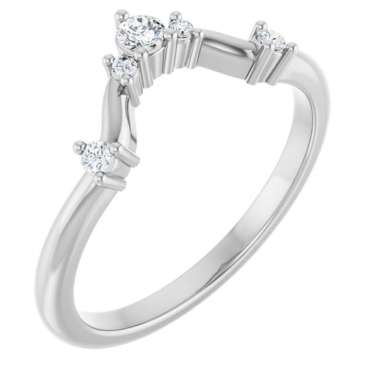 14K White Gold Round 2.5 Mm Polished 1/8 Ctw Lab-Grown Diamond Contour Band, Size 7
