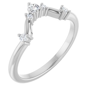 14K White Gold Round 2.5 Mm Polished 1/5 Ctw Natural Diamond Anniversary Band Size 7