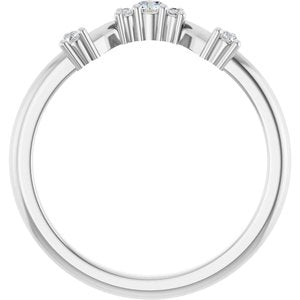 14K White Gold Round 2.5 Mm Polished 1/5 Ctw Natural Diamond Anniversary Band Size 7