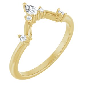 14K Yellow Gold Pear 4 X 2.5 Mm Polished 1/4 Ctw Natural Diamond Anniversary Band Size 7