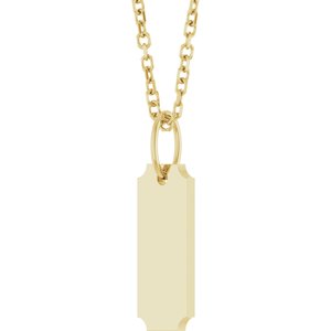 14K Yellow Gold 15.9 X 5 Mm 16-18 In Polished Engravable Dog Tag Necklace