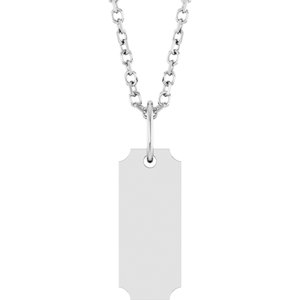 Sterling Silver 15.9 X 5 Mm 16-18 In Polished Engravable Dog Tag Necklace
