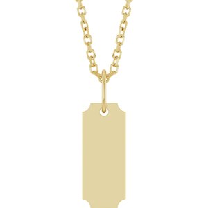14K Yellow Gold 15.9 X 5 Mm 16-18 In Polished Engravable Dog Tag Necklace