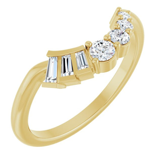 14K Yellow Gold Tapered Baguette 3 X 1.5 X 1 Mm Polished 1/4 Ctw Lab-Grown Diamond Contour Band, Size 7