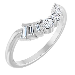 14K White Gold Lab-Grown Diamond Tapered Baguette 3 X 1.5 X 1 Mm Lab-Grown Diamond Polished 1/4 Ctw Lab-Grown Diamond Contour Band Size 7