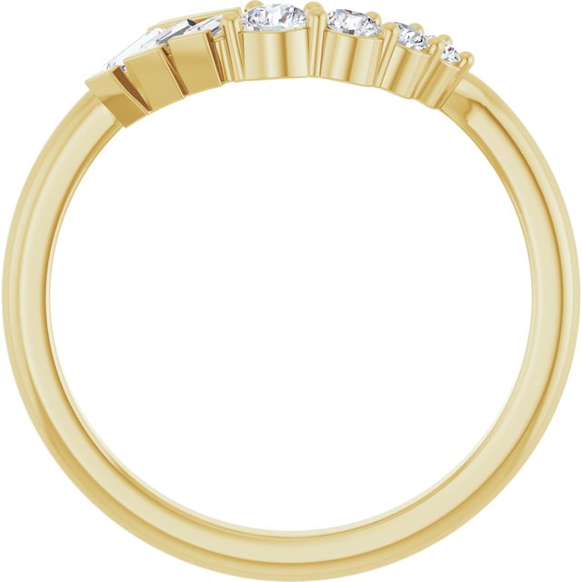 14K Yellow Gold Tapered Baguette 3 X 1.5 X 1 Mm Polished 1/4 Ctw Lab-Grown Diamond Contour Band, Size 7