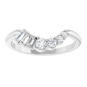 14K White Gold Lab-Grown Diamond Tapered Baguette 3 X 1.5 X 1 Mm Lab-Grown Diamond Polished 1/4 Ctw Lab-Grown Diamond Contour Band Size 7