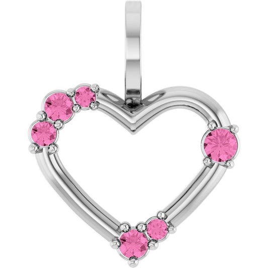 14K Yellow Or White Gold Round Polished Natural Pink Sapphire Heart Pendant