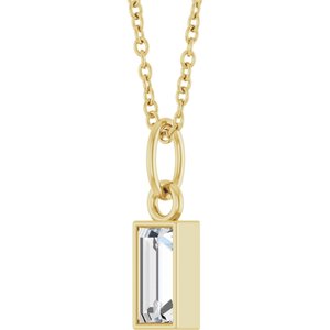 14K Yellow Gold Straight Baguette 6 X 3Mm Gh Vs 3/8 Ctw Lab Grown Diamond Solitaire Necklace, Length: 18 Mm