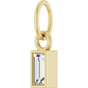 14K Yellow Gold Straight Baguette 4 X 2Mm Gh Vs 1/10 Ctw Lab Grown Diamond Solitaire Pendant